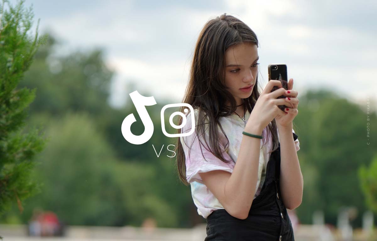 tiktok-vs-instagram-social-marketing-konkurrenz-analyse-video-verkauf-trends-2023-maedchen-junge-frau-foto-selfie-iphone-berlin